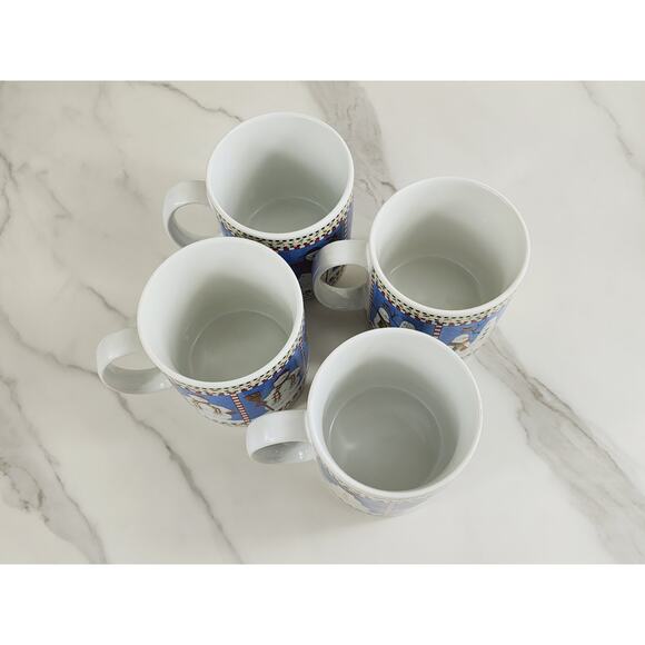 Oneida Sakura Coffee Mug Tea Cup Snowman 3 1/2" Debbie Mumm Stoneware x4 Vintage - Picture 7 of 12